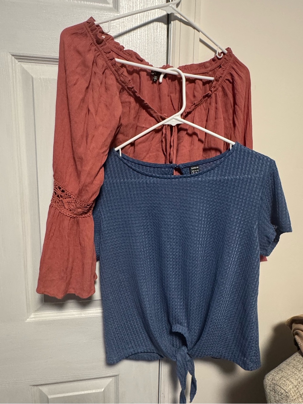 Peasant Top & waffle knit shirt set